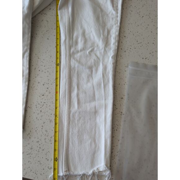 Topshop Straight Crop Jeans White Hi-Rise Frayed Hem Size 28 - Picture 4 of 7